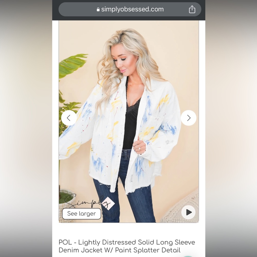 POL - Distressed Denim Jacket w/ Paint Splatter Detail